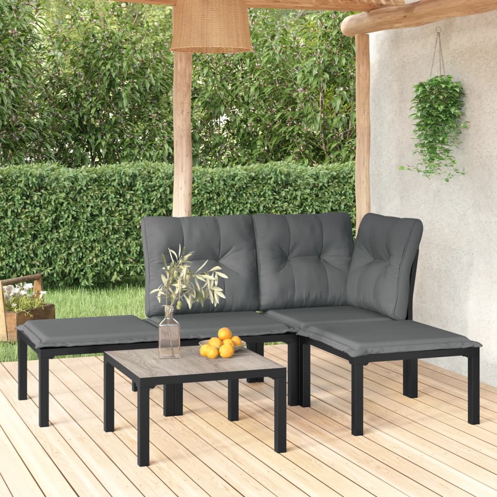5 Piece Outdoor Patio Furniture Set with Dark Gray Seat and Back Cushions P62402