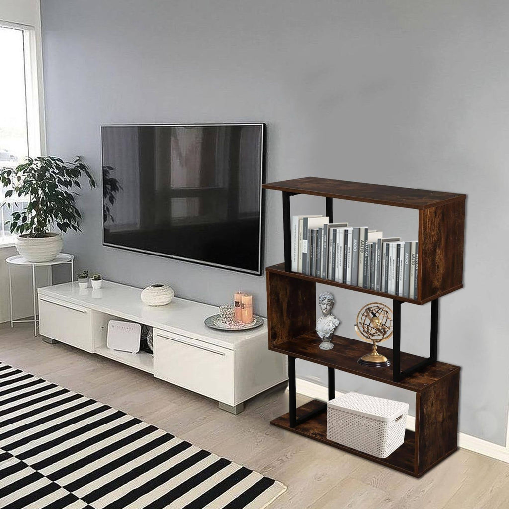 Brown 3-Tier Metal Bookcase L570829