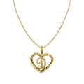 14k Yellow Gold Diamond-Cut Heart-Shaped Initial Letter Pendant with Rolo Chain A9157