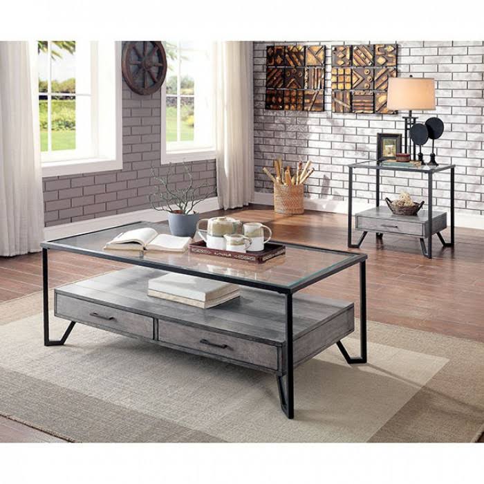 Gray Black End Table I139