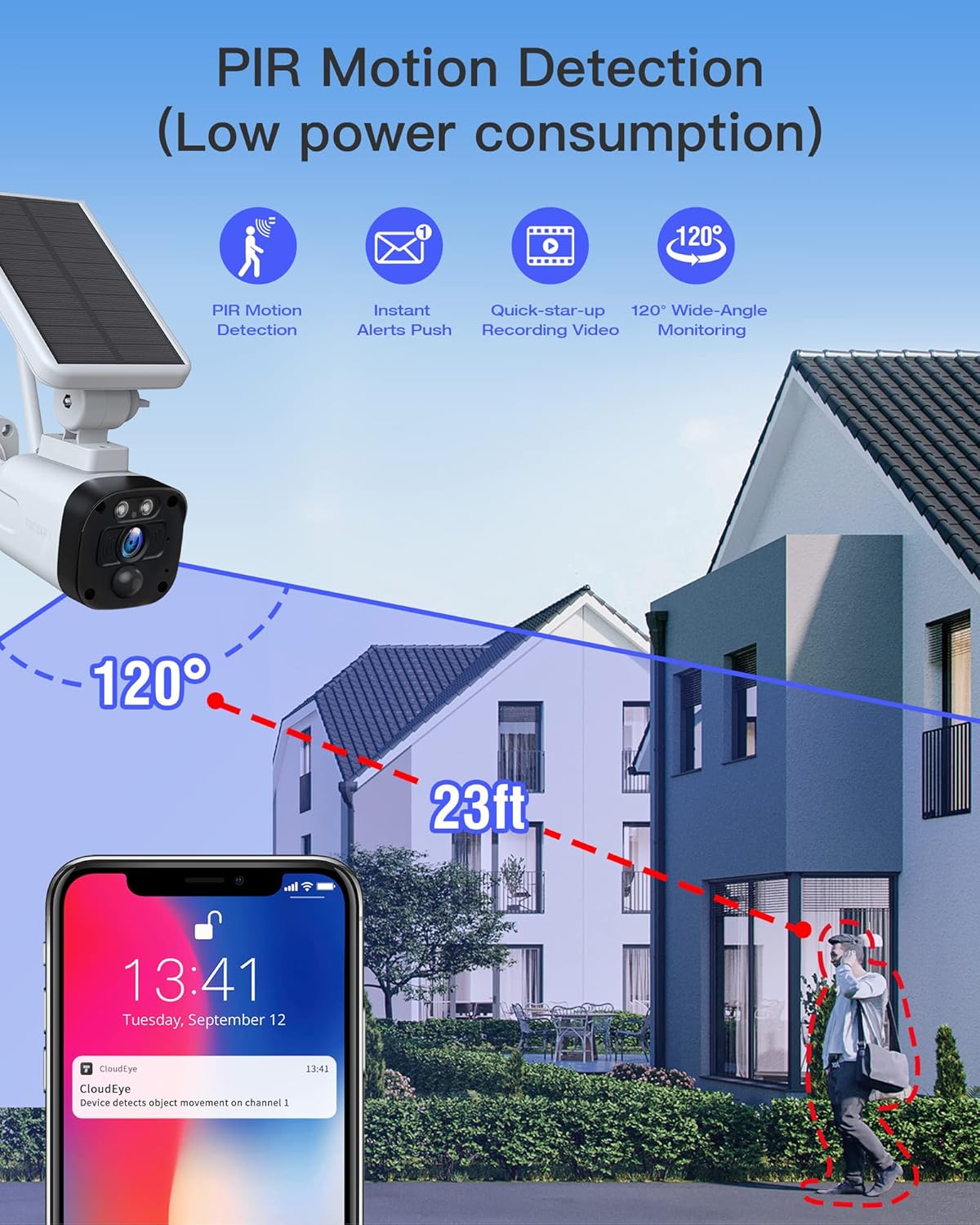 2K Solar Wireless Security Camera System with 3 WiFi Cameras and Base Station F84547
