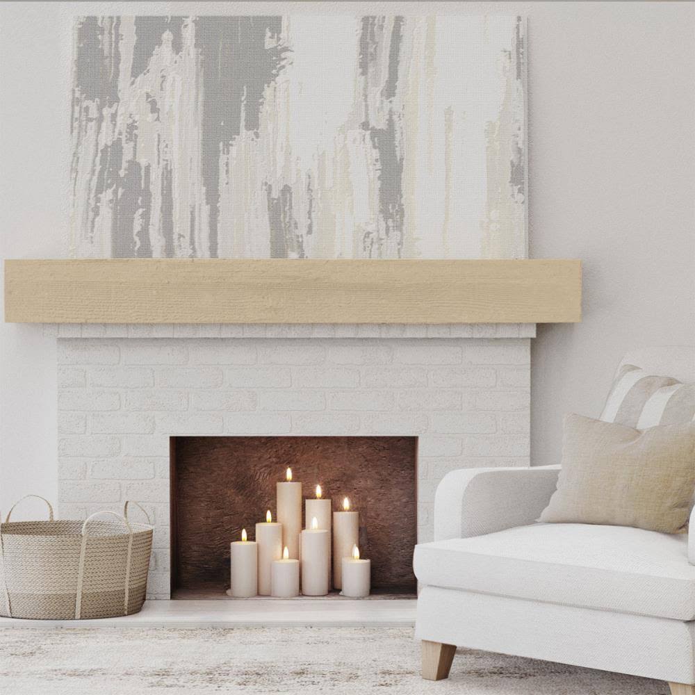 Rough Sawn Faux Wood Fireplace Mantel, Natural Pine Y769037