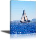 Blue Sea Sailboat Canvas Wall Art 30x20 W151444