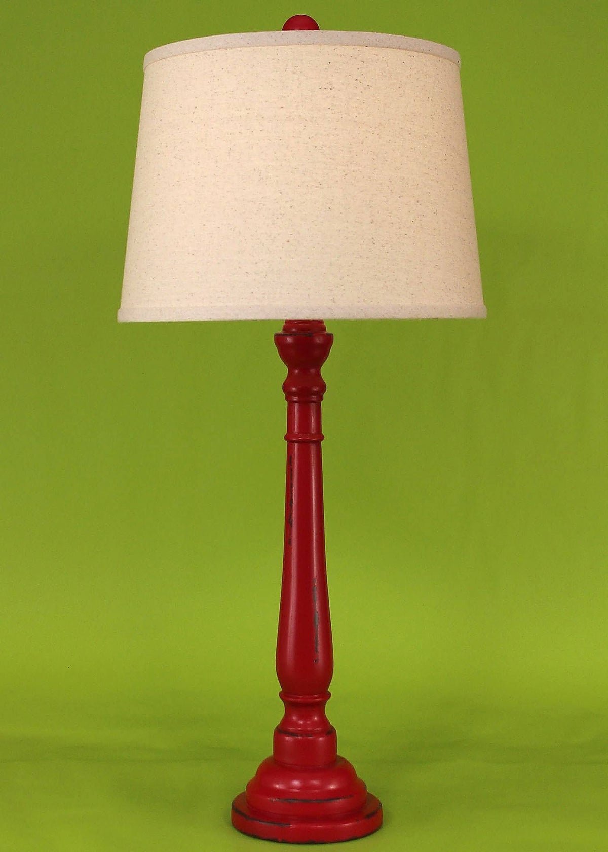 Distressed Brick Red Round Buffet Lamp 33 in M3150