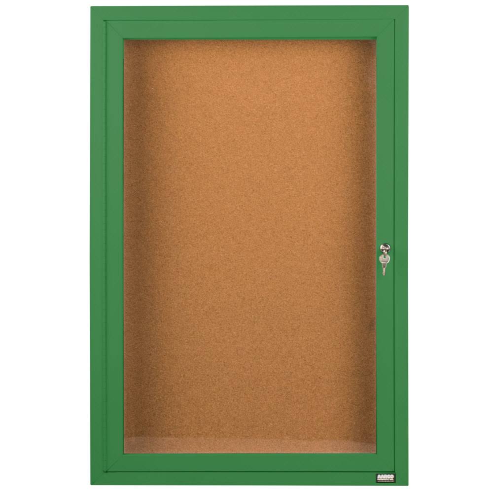 Aluminum Framed Enclosed Bulletin Board Blue - 24 x 12 in. U8126