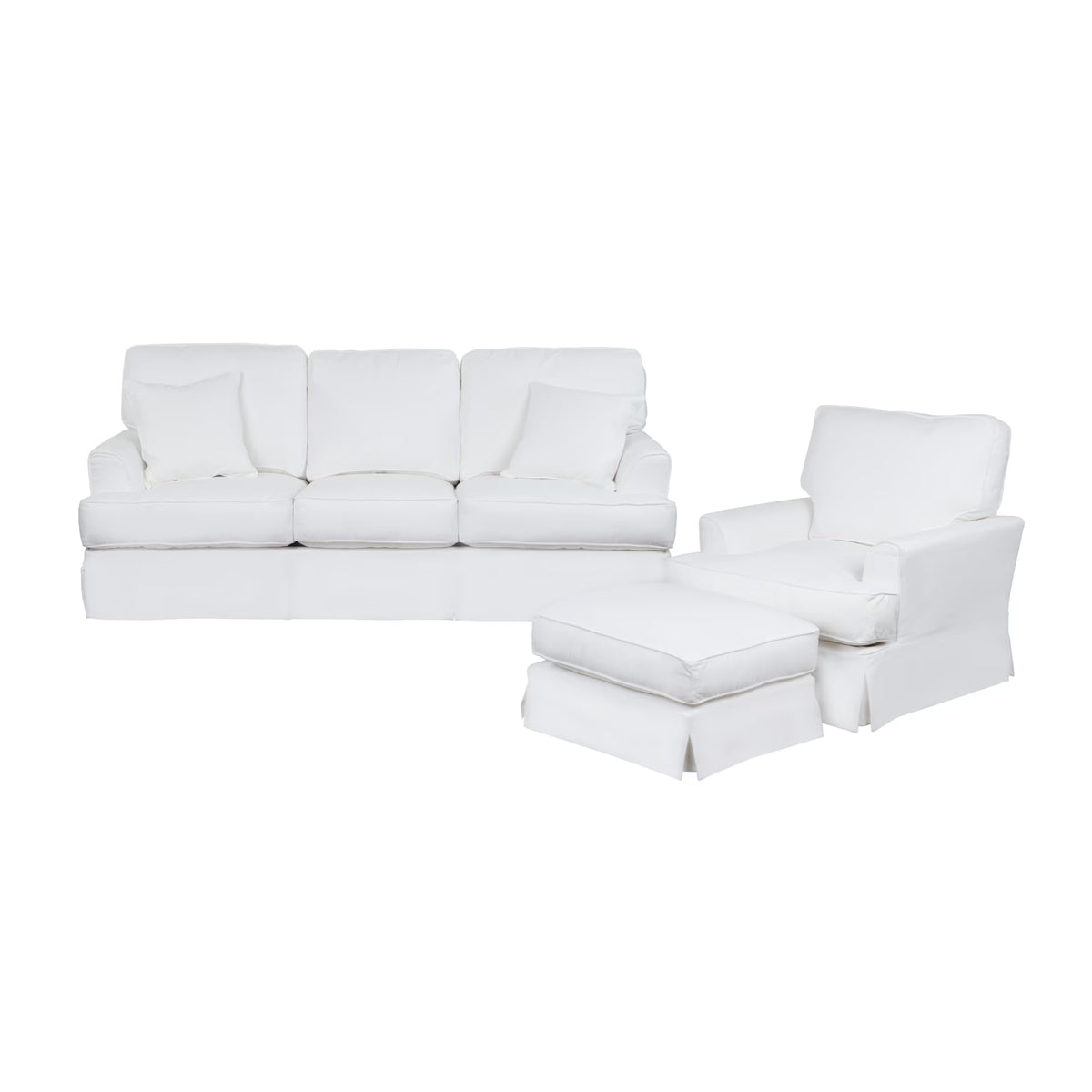 White 3-Piece Fabric Slipcover Living Room Set F2775