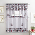 Coffee Embroidered 3-Piece Kitchen Curtain Tiers & Swag Set, 58x36 & 28x36 inches R241881