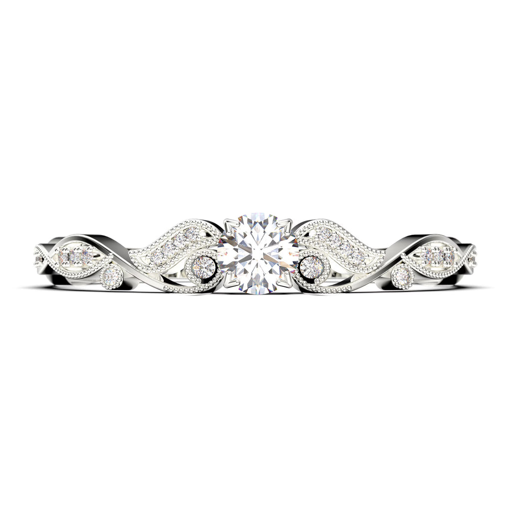 0.75 Carat Round Cut Moissanite Engagement Ring in 10k Solid White Gold Y177425