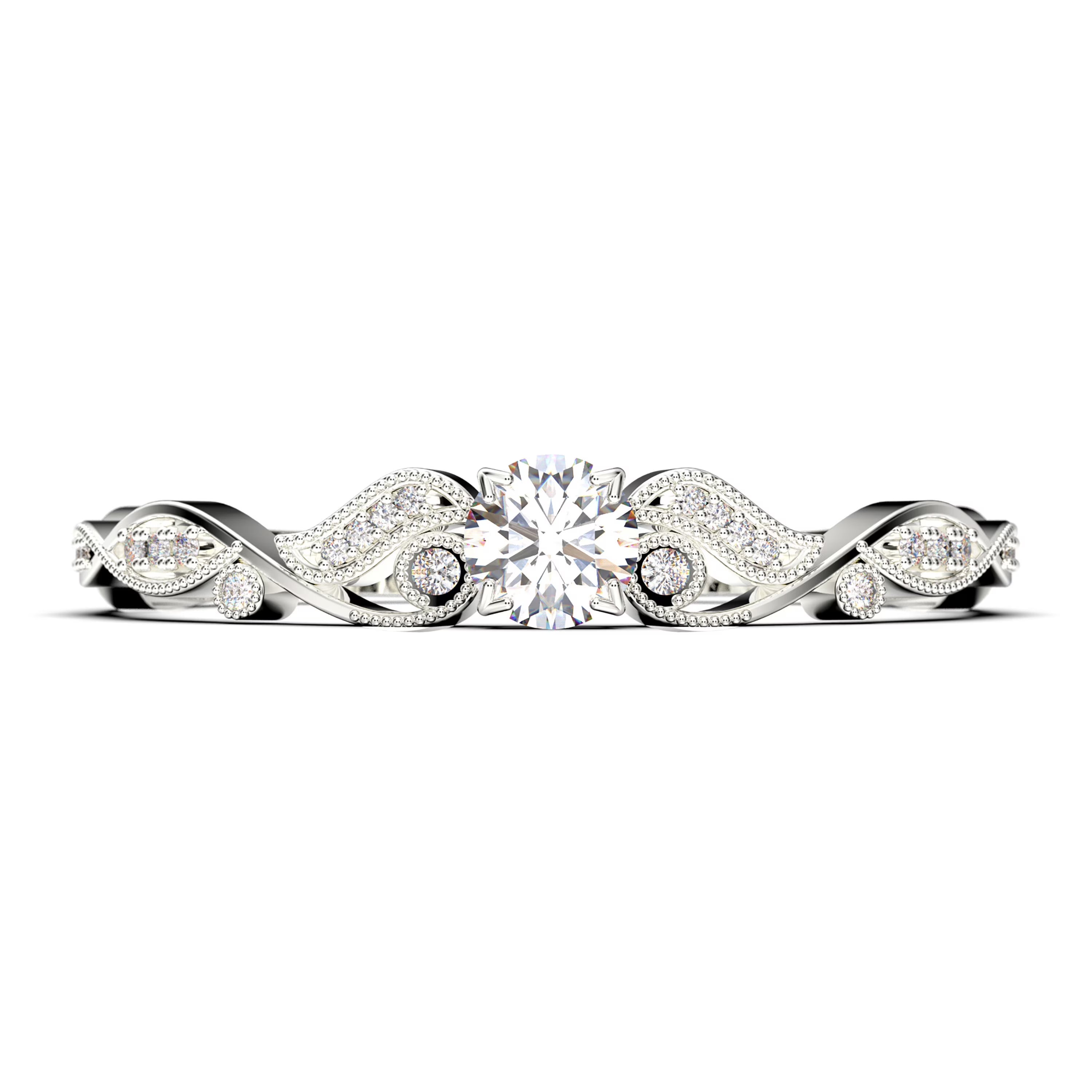 0.75 Carat Round Cut Moissanite Engagement Ring in 10k Solid White Gold Y177425
