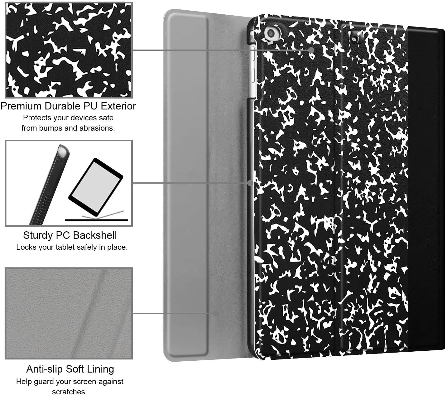 Slim Shell Stand Cover Keyboard Case for iPad 9.7 6th/5th Generation and iPad Air 2 C9419