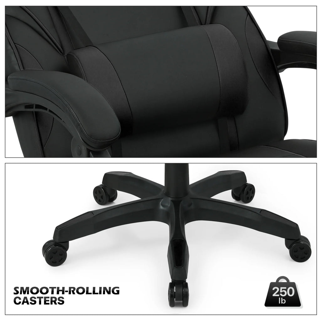 Black Ergonomic Gaming Chair with Detachable Pillow and Lumbar Support Z67169