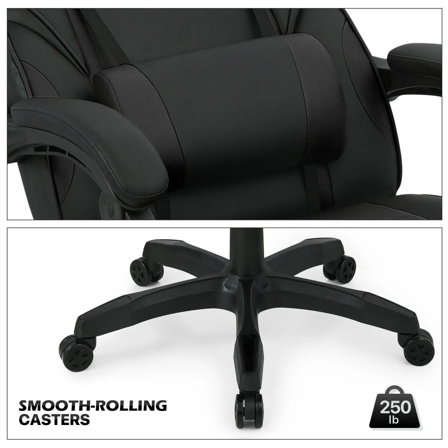 Black Ergonomic Gaming Chair with Detachable Pillow and Lumbar Support Z67169
