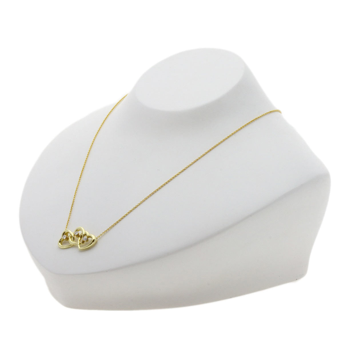 Tiffany Triple Heart Diamond Necklace K18 Yellow Gold Q28888