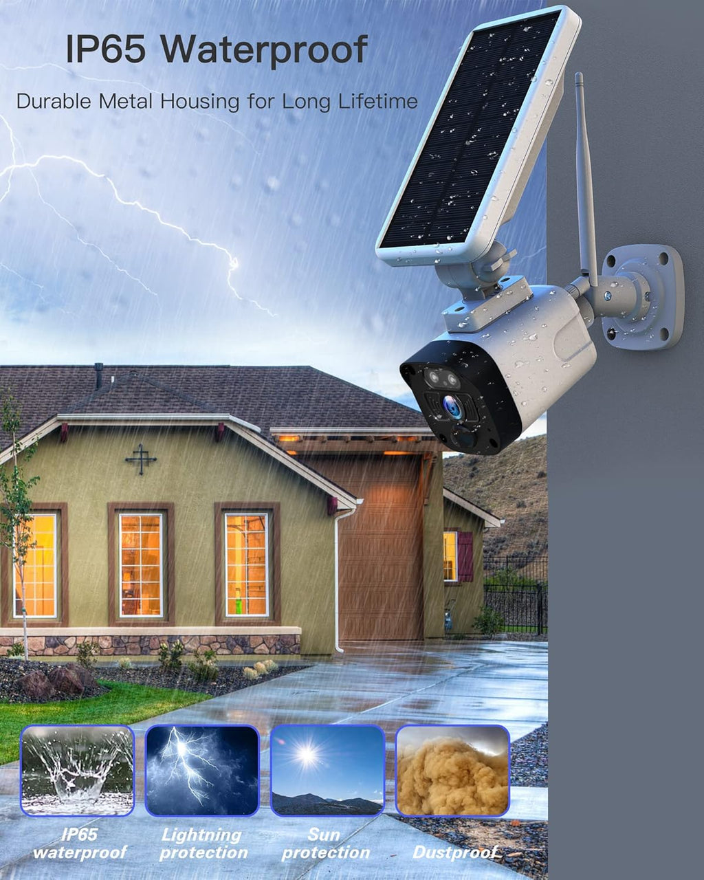 2K Solar Wireless Security Camera System with 3 WiFi Cameras and Base Station F84547