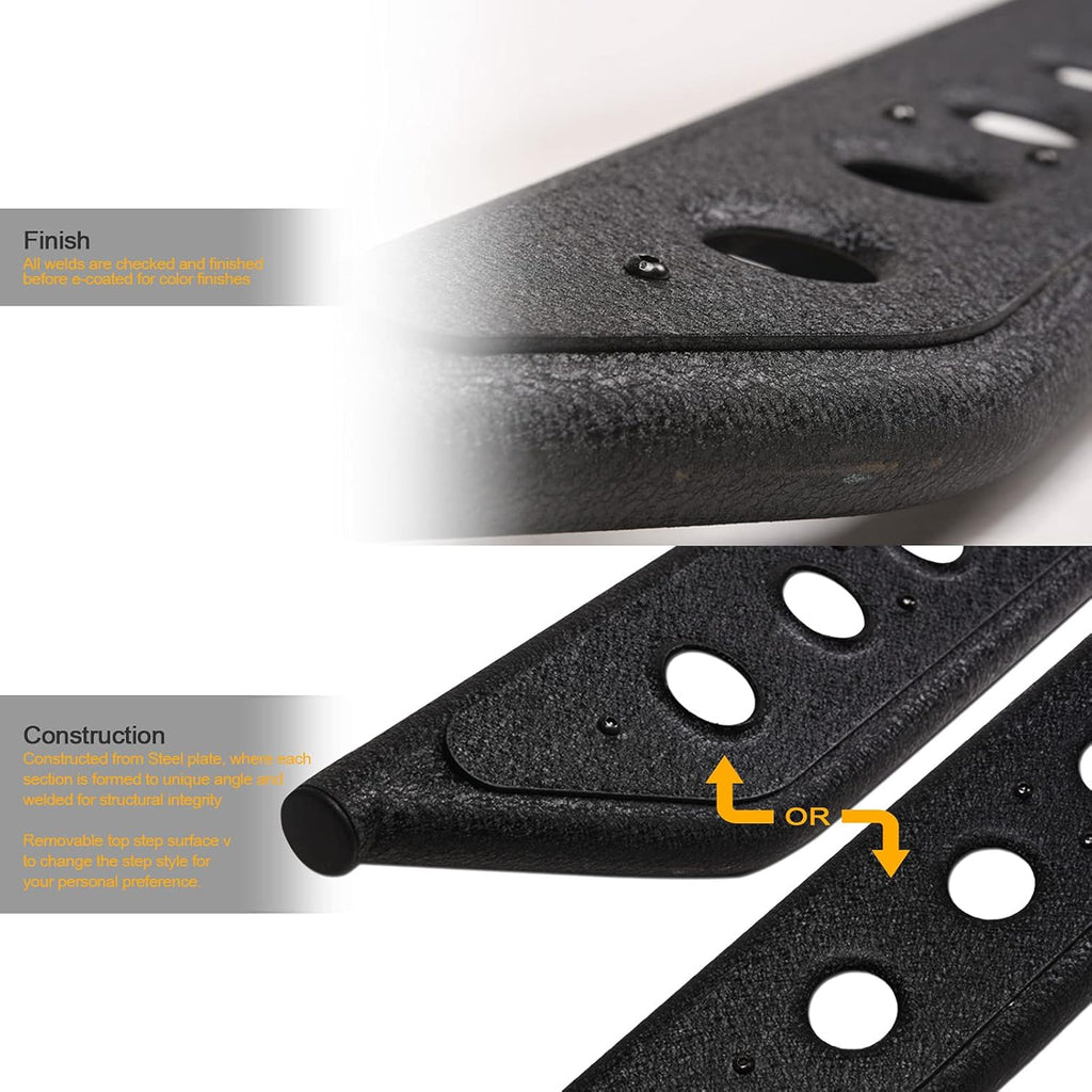 Textured Black Rock Slider Side Step Rail Nerf Bars for Ram 1500 Crew Cab P4377
