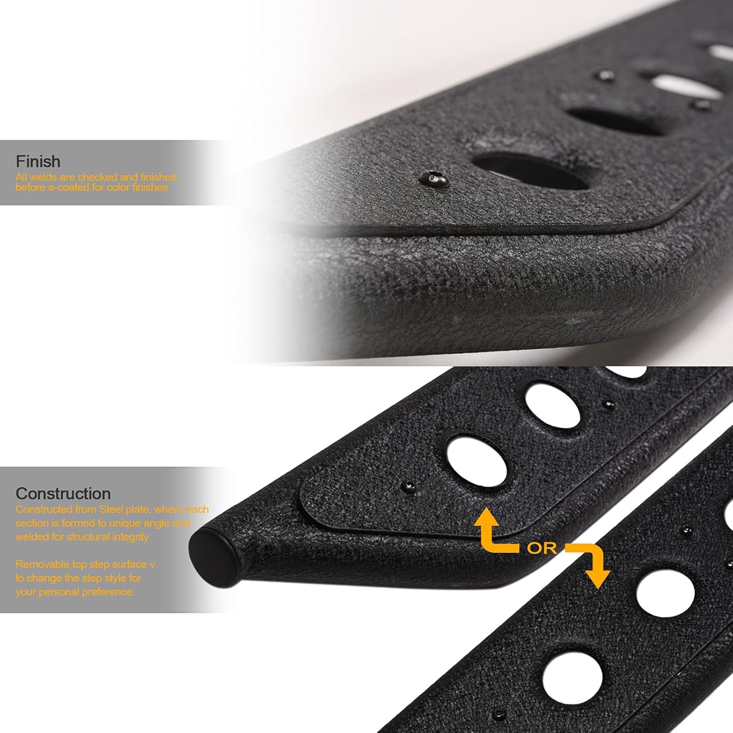Textured Black Rock Slider Side Step Rail Nerf Bars for Ram 1500 Crew Cab P4377