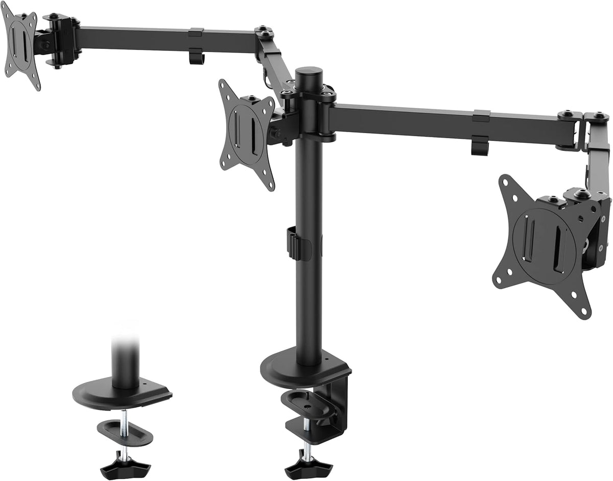 Black Pack of 2 Triple Monitor Desk Mount VESA Stand O169