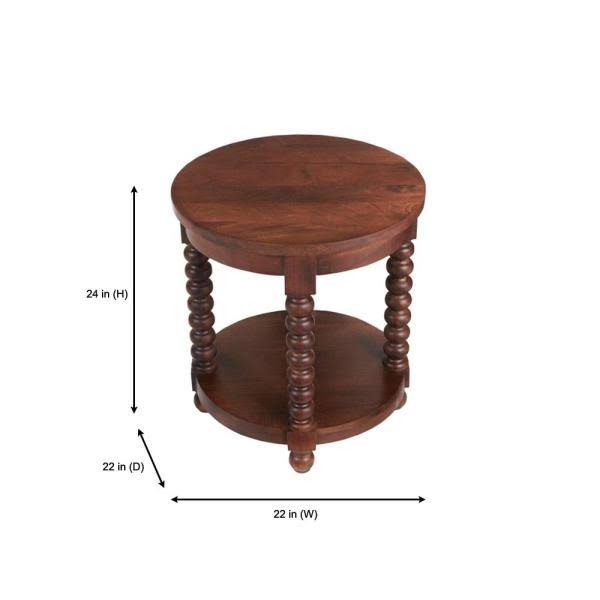 Round Walnut Finish Wood End Table L315032