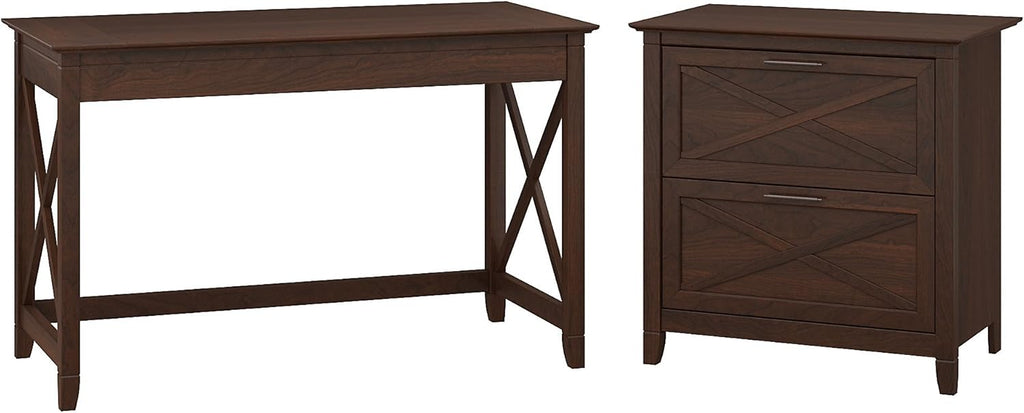 54W Computer Desk with Storage and 2 Drawer Lateral File Cabinet E64564