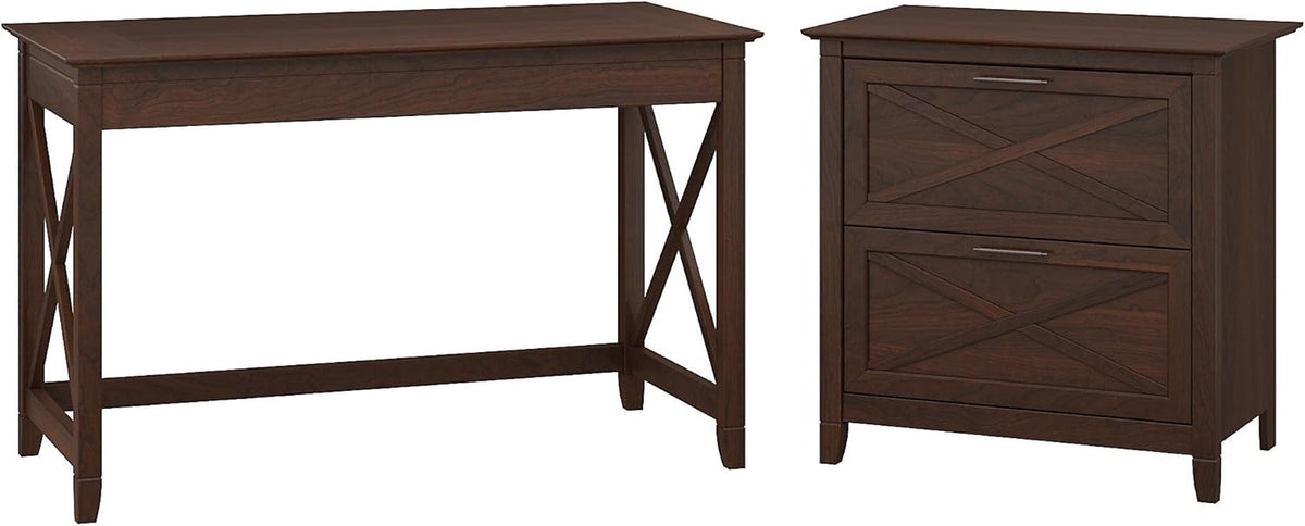 54W Computer Desk with Storage and 2 Drawer Lateral File Cabinet E64564
