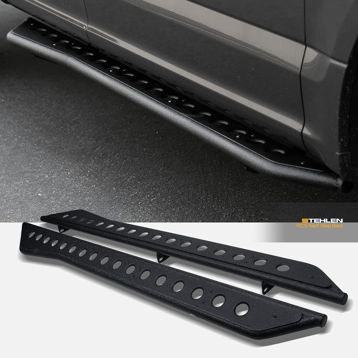 Textured Black Rock Slider Side Step Rail Nerf Bars for Ram 1500 Crew Cab P4377