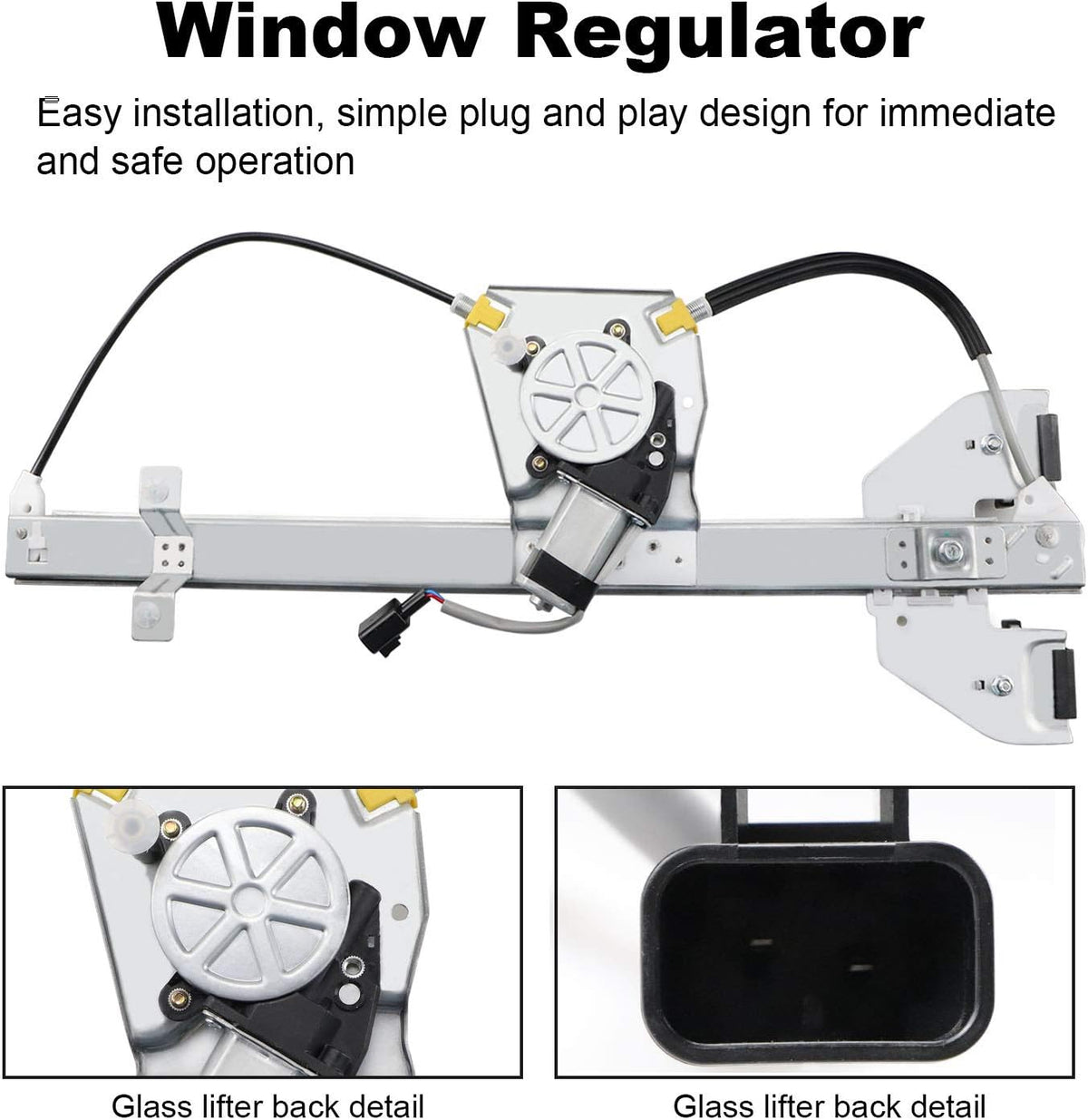 Rear Driver Left Side Power Window Regulator with Motor Pack of 2 W6491