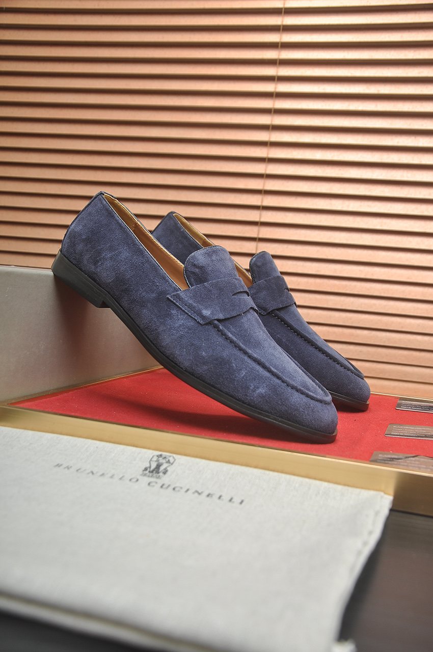 Brunello Cucinelli Men's Suede-Look Penny Loafers